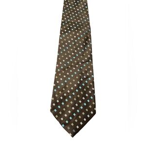 Laurant Bennet vintage brown tie with tan lt. green and lt. blue squares.  EUC